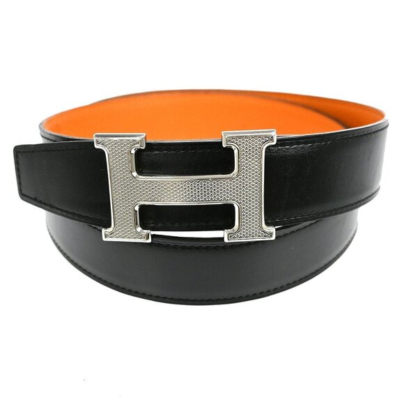 Hermes Black Box Calf Constance Reversible Belt Small Good - Picture 2 of 9